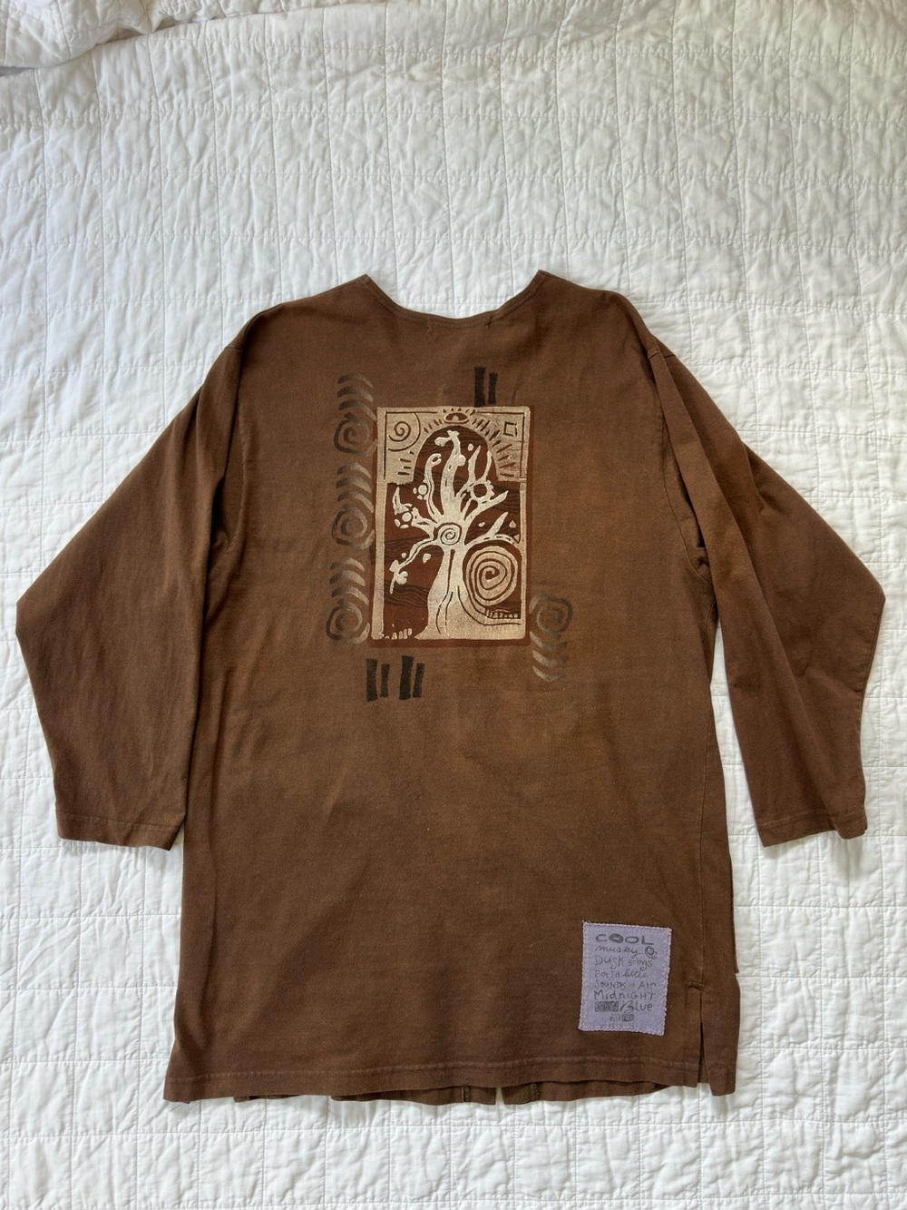 Vintage Blue Fish Clothing Hand-Printed Tunic Jacket – Brown Organic Cotton